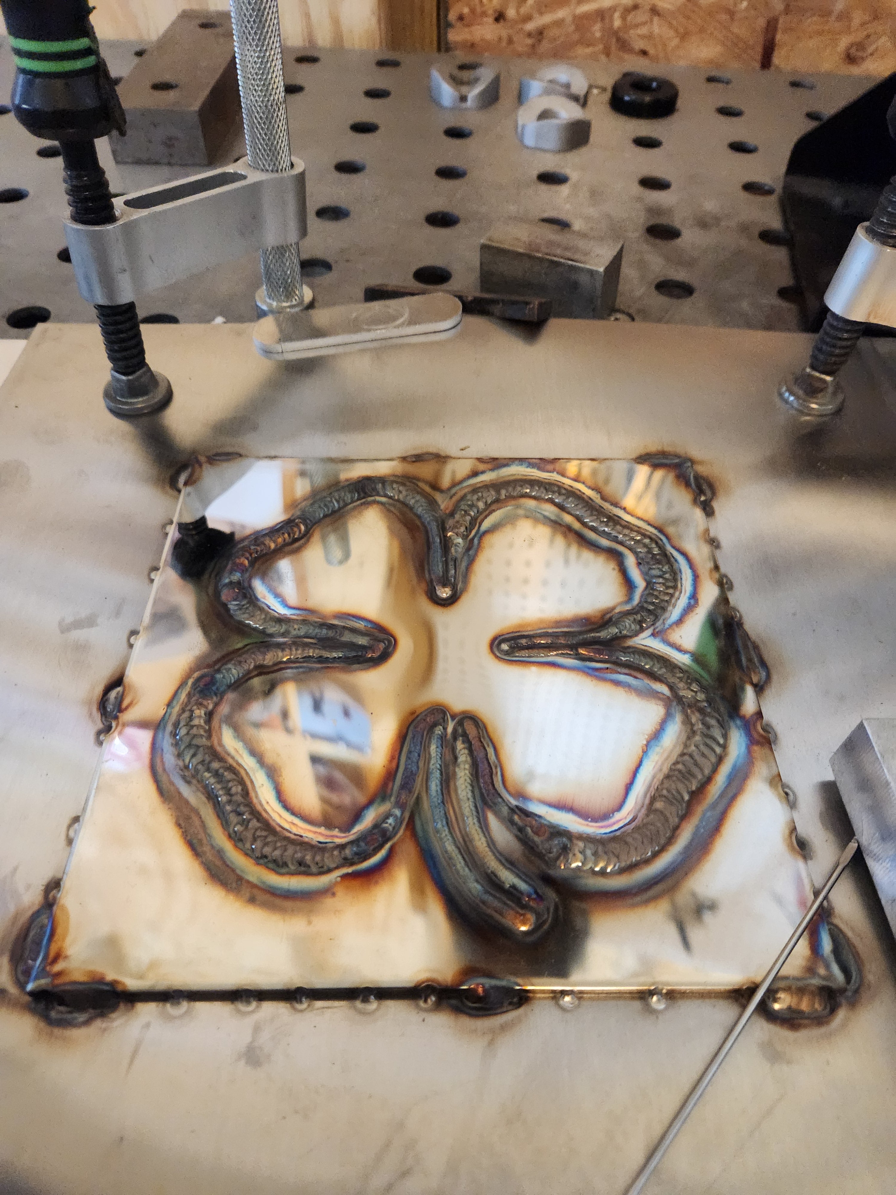Tig welded Shamrock art