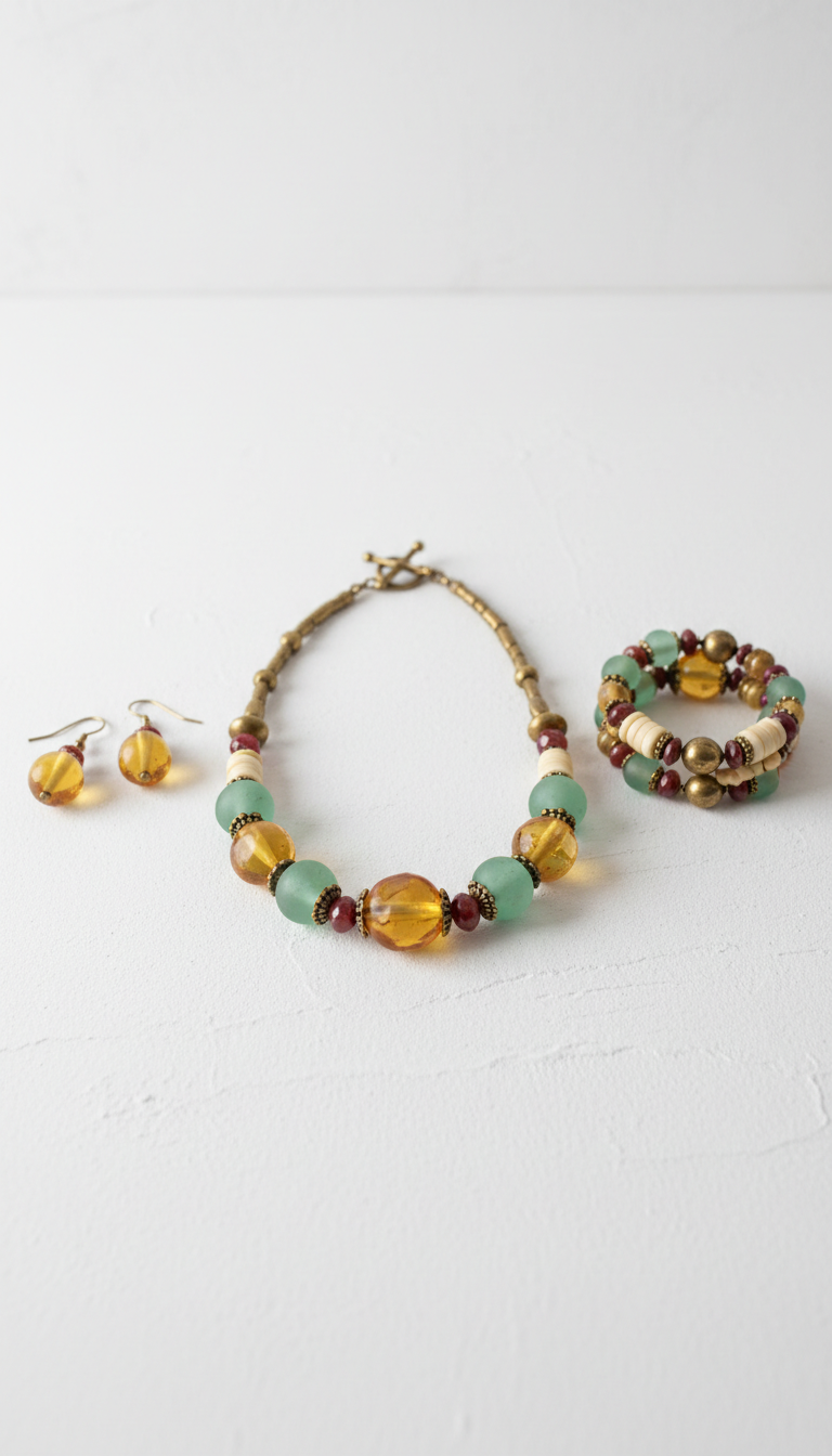 Vibrant mixed-media bead accessory set