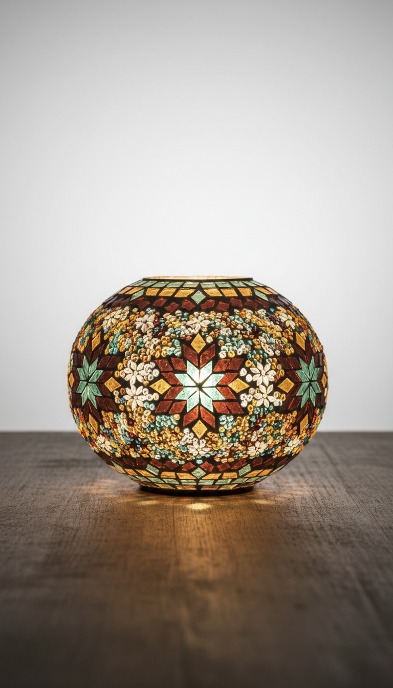 Hand-blown glass mosaic lamp