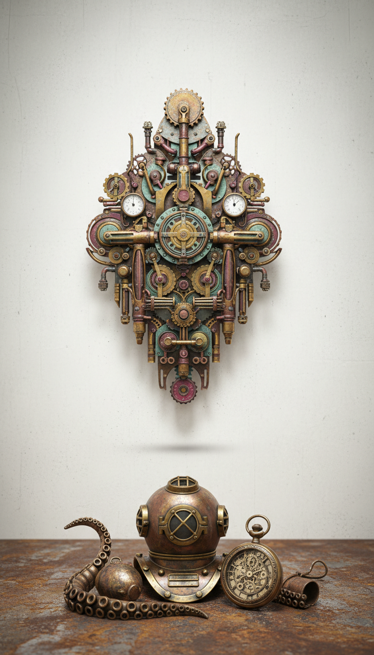 Steampunk welded wall sculpture